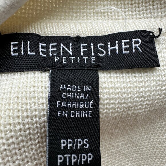 Eileen Fischer ivory silk cotton blend cardigan Size Petite Small - Picture 4 of 8